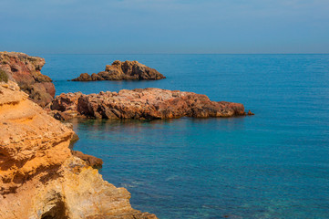 sea landscapes on the Mediterranean coast on summer days