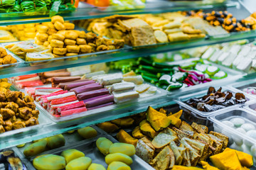 Food ingredients and dishes sold in a singapore restaurant