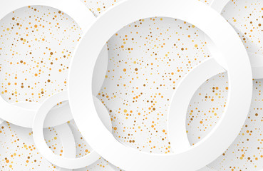 Modern minimal and clean white paper cut background with realistic circle shape . Elegant silver design for web, presentation, wallpaper