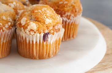 blueberry muffins ready for eat on table 