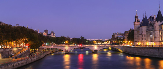The Pont au Change, bridge over river Seine and the Conciergerie, a former royal palace and prison in Paris.