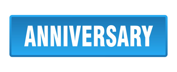 anniversary button. anniversary square blue push button
