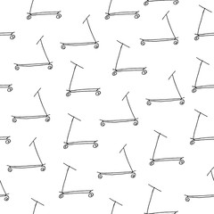 seamless pattern scooter background, simple design. doodle scooter. Vector hand drawn illustration