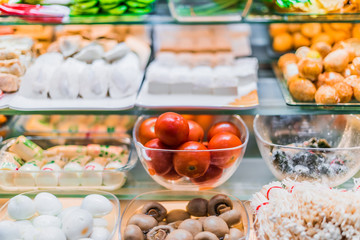 Food ingredients and dishes sold in a singapore restaurant