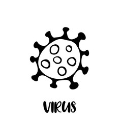 Virus or bacteria hand drawn icon. Coronavirus symbol. Simple doodle isolated illustration. Vector