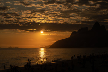 Aamzing sunset over Ipanema beach in Rio de Janeiro