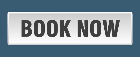 book now button. book now square white push button