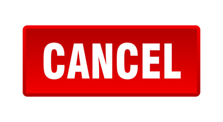 cancel button. cancel square red push button