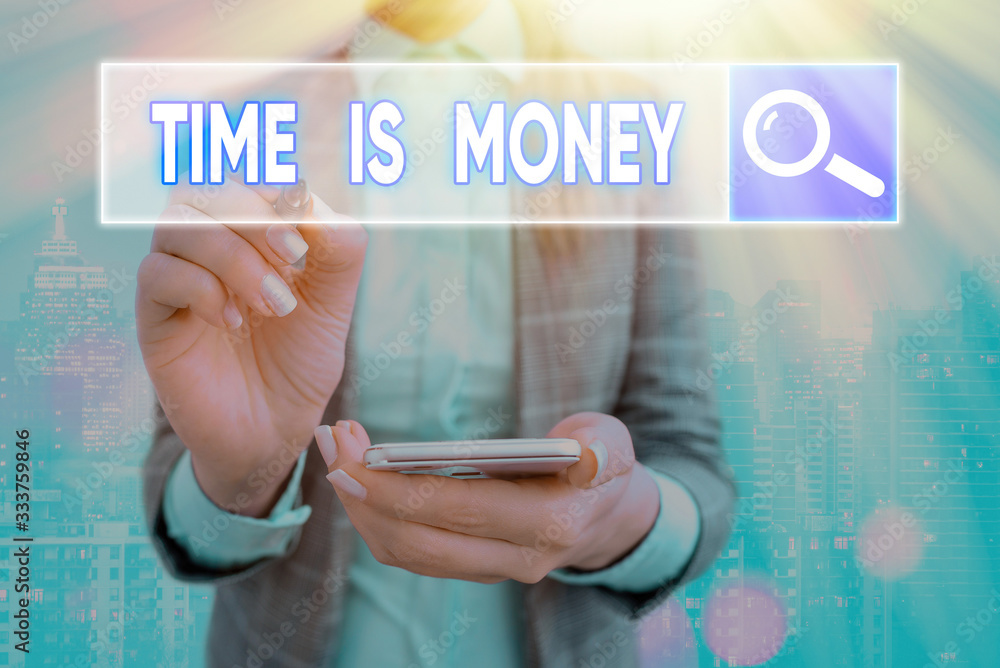Poster text sign showing time is money. business photo text time is a valuable resource do things as quickl