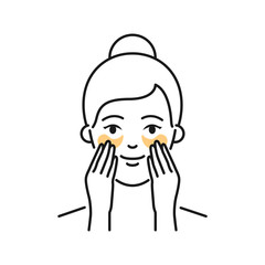 Eye gel patch applying line style icon