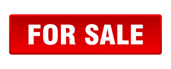 for sale button. for sale square red push button