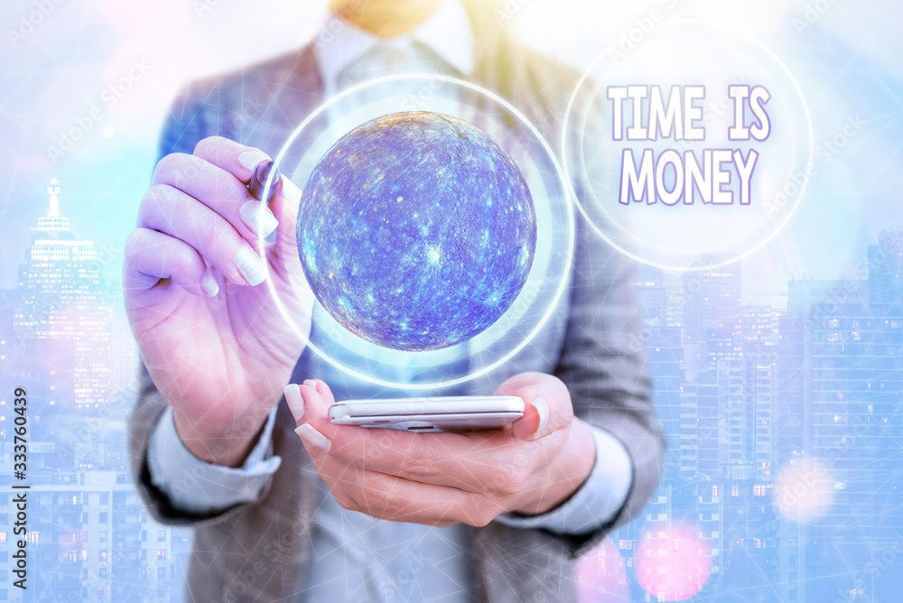 Poster text sign showing time is money. business photo text time is a valuable resource do things as quickl