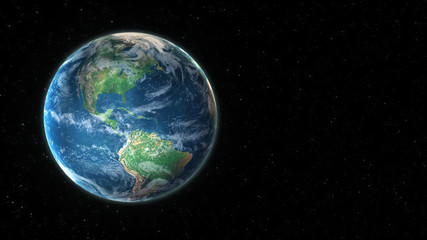 3D visualization of planet earth from outer space with copy space to use your own titles or text. (3D rendering)