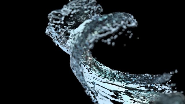 Amazing realistic 3d blue water fluid helix animation