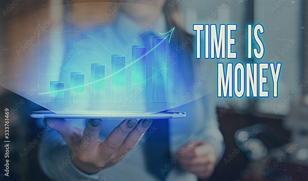 Poster writing note showing time is money. business concept for time is a valuable resource do things as qu