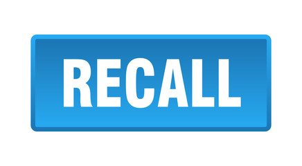recall button. recall square blue push button