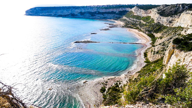 Kourion beach and mediterranean sea