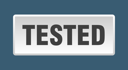 tested button. tested square white push button