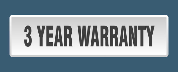 3 year warranty button. 3 year warranty square white push button