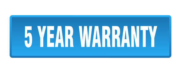 5 year warranty button. 5 year warranty square blue push button