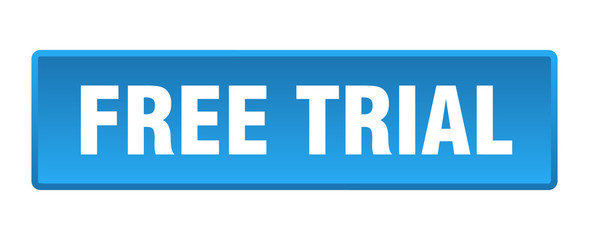 free trial button. free trial square blue push button
