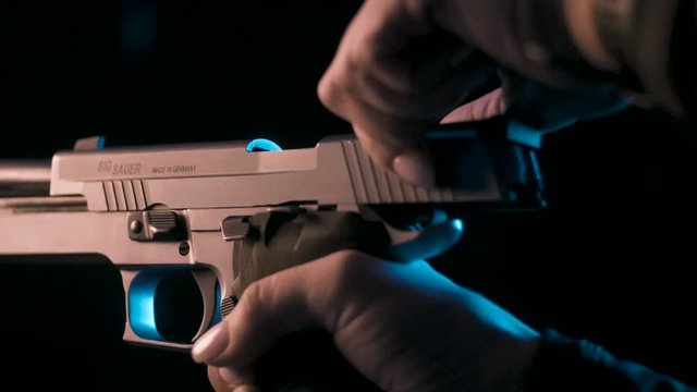  Stock video footage firearm loaded gun