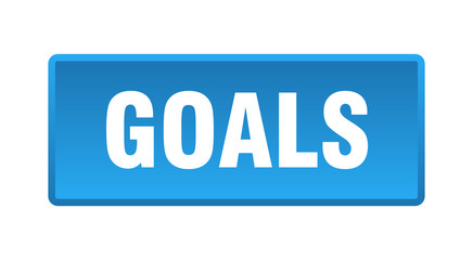 goals button. goals square blue push button