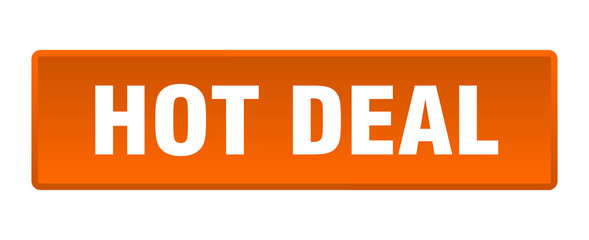 hot deal button. hot deal square orange push button