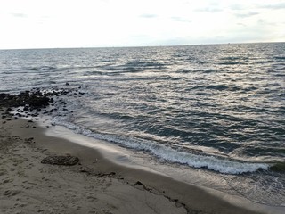 Obraz premium beach with a sunset background