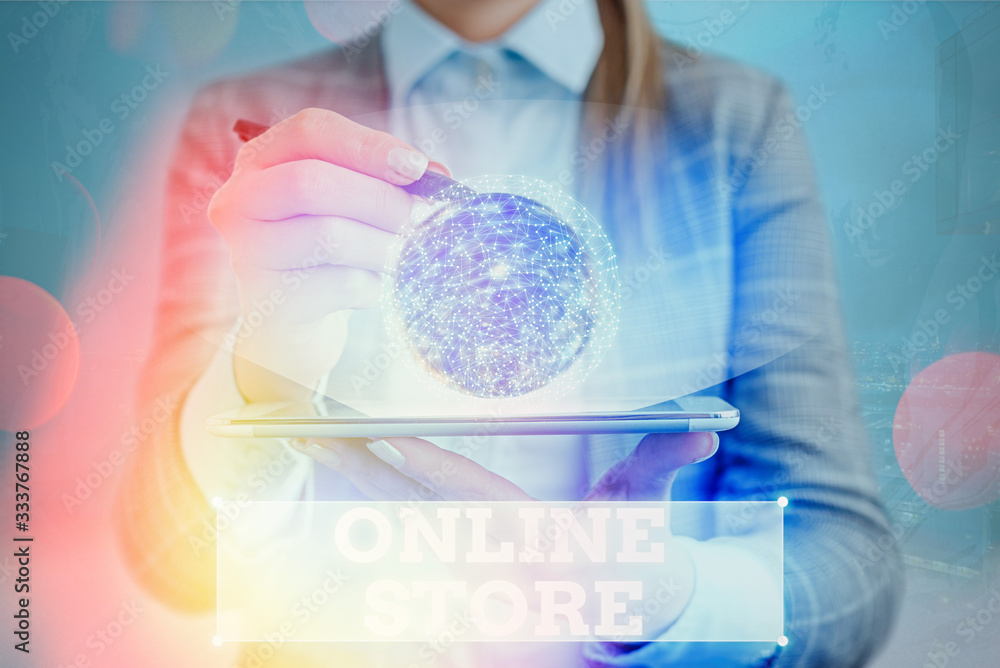 Poster text sign showing online store. business photo text a website that offers items for sale and accepts
