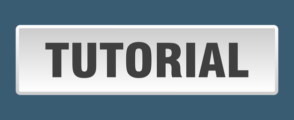 tutorial button. tutorial square white push button