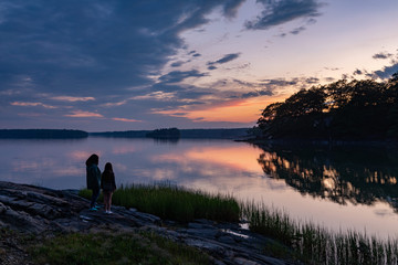 Sunset over the bay in Brusnwick Maine