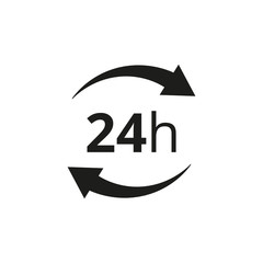24 hours icon on white background.