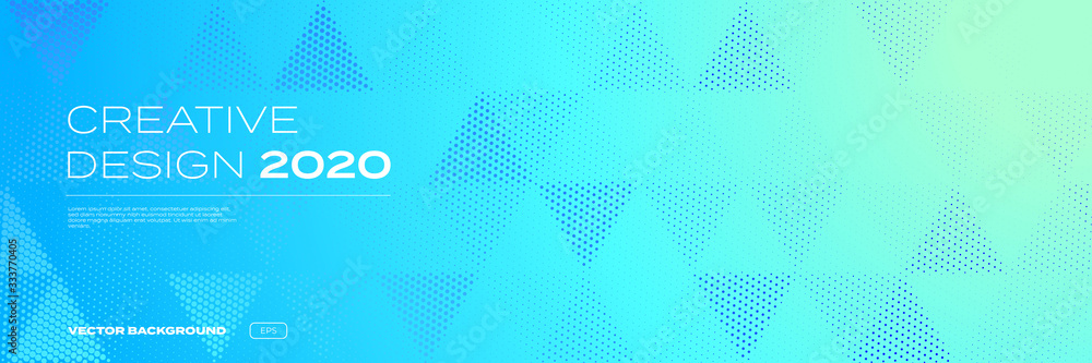 Aufkleber Color gradient background, geometric halftone pattern, vector abstract triangle mosaic trendy graphic design. Simple minimal halftone blue and green color gradient, modern pattern background