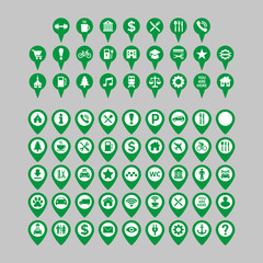 Map marker location set on white background.