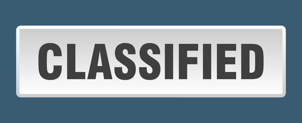 classified button. classified square white push button