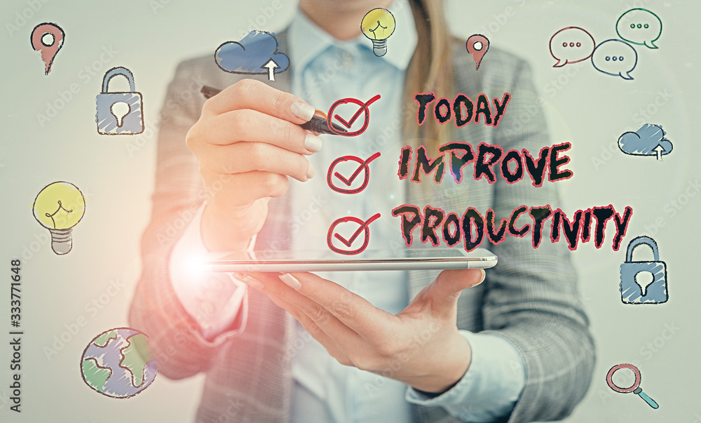 Poster text sign showing improve productivity. business photo text to increase the machine and process effi