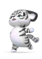 Fototapeta na wymiar cute tiger cartoon happy walk in white background