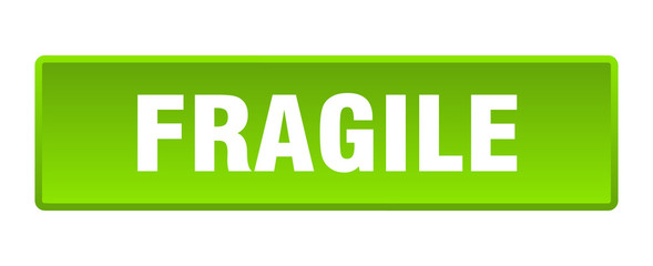 fragile button. fragile square green push button