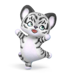 Fototapeta na wymiar cute tiger cartoon in white background