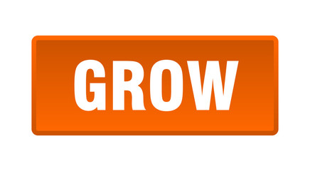 grow button. grow square orange push button