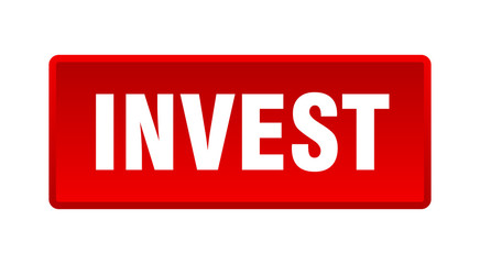 invest button. invest square red push button