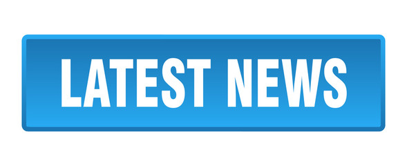 latest news button. latest news square blue push button
