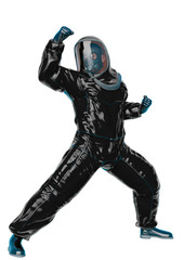 bio hazard man mma pose in a white background