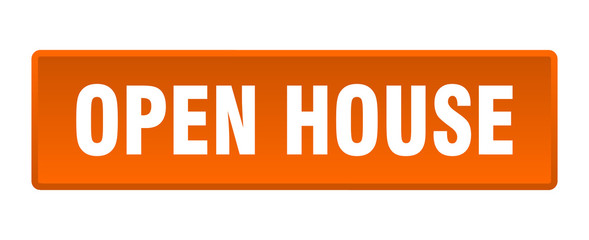 open house button. open house square orange push button