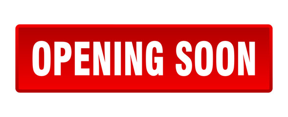 opening soon button. opening soon square red push button