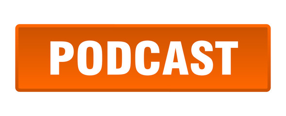 podcast button. podcast square orange push button