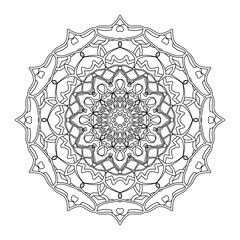 Coloring book page. Vintage decorative elements. Black floral oriental pattern. Abstract ethnic motif. Jpeg illustration
