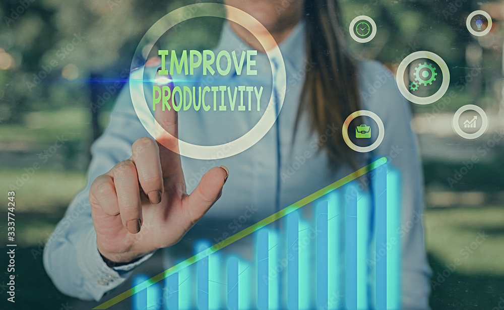 Poster word writing text improve productivity. business photo showcasing to increase the machine and proces