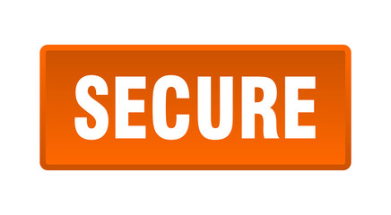 secure button. secure square orange push button